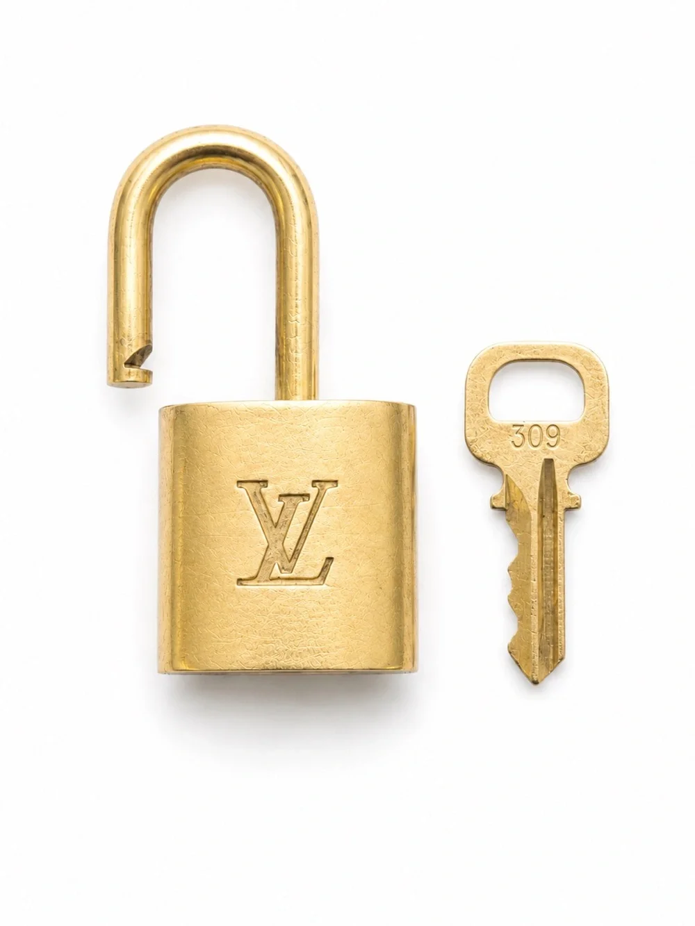 Authentic Louis Vuitton Lock & Matching Key #309 Brass Made in France